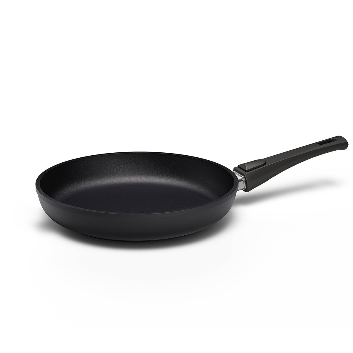 Hoffmann STONIQ Bratpfanne PFAS-frei 28 cm Induktionspfanne Aluminium Handguss Made in Germany | Antihaftbeschichtung mineralisch | abnehmbarer Stiel | backofengeeignet (Mit Glasdeckel, 28 cm)