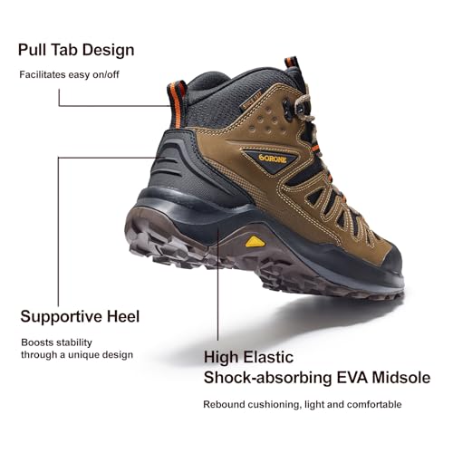 Men's Waterproof Hiking Boots Outdoor Lightweight Breathable Leather Trekking Camping Mountaineering Shoes3