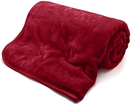 New Plain Faux Fleece Throws Luxurious Super Soft Warm Cosy Sofa Settee Bed Mink Faux Fleece Blankets (Double -150x200cm, Aubergine)