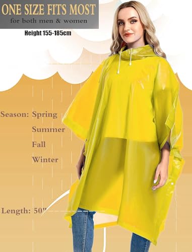 Image of Pivalo EVA Raincoat Poncho 70 GSM with Adjustable Hood Full Sleeves Knee Length Unisex Universal Size Waterproof Reusable Outdoor Rainwear for Bike Riders Men and Women (Pack of 1, Yellow)
