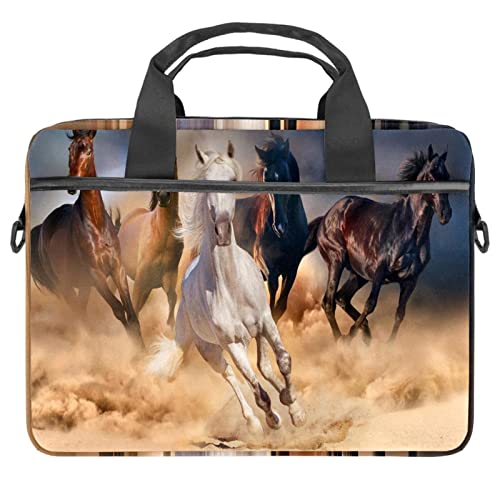 Housse ordinateur 14,5 pouces avec bandoulière anti-choc motif chevaux colorés
