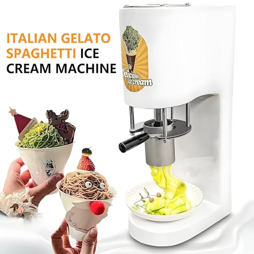Softeis- und Eismaschine mit 4 Formen, kommerzielle Spaghetti-Eismaschine, 7,4–7,9 Gal/Std., kommerzielle Spaghetti-Eispresse, Macht EIS, Softeis, Gelato Red – Bild 3