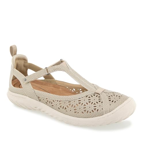 Image of JBU Women's Daffodil Comfortable Adjustable Casual T-Strap Memory Foam APMA Accepted Mary Jane Walking Flat