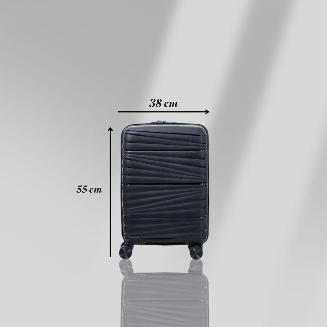 Valigia Trolley rigido con rotelle girevoli 55x38x20 Espandibile. (NERO)