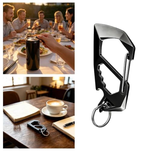 7 in 1 Multi-tool Stainless Steel Carabiner Keychain for Screwdriver Ruler - image 4