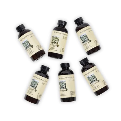 OliveNation Set Of 6 Spring Flavors - Six Seasonal Favorites for Springtime-Flavored Cupcakes, Cakes, Ice Cream, Cookies, Fillings, Frostings, Desserts, Beverages, 4 ounce bottle each
