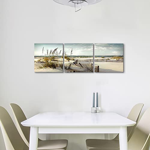 Beach-Canvas-Wall-Art-Decor-3-Pieces-Bedroom-Coastal-Picture-Seaside-Pathway-Artwork-Seascape-Fence-Painting-Print-for-Bathroom-12×12 Beach Canvas Wall Art Decor 3 Pieces Bedroom Coastal Picture Seaside Pathway Artwork Seascape Fence Painting Print for Bathroom 12×12