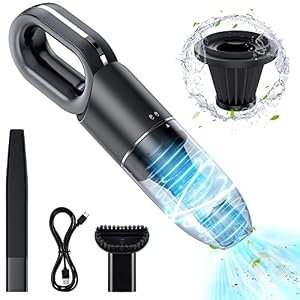 Aspirateur à Main sans Fil Puissant 6500 Pa, Aspirateur de Table Eau Possière Batterie 2000mAh pour Poils de Chien Chat Possière, Mini Aspirateur Portable Anti Possière Voiture Maison Lavable