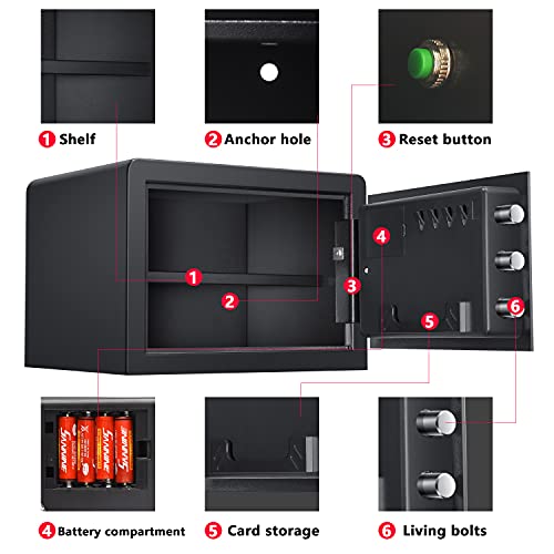 Hunter Good Biometric Security Home Safe, Fingerprint Digital Safe For Home Storage Cash, Jewelry And Valuables #TOP4