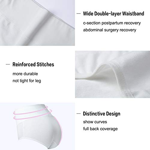 Image of INNERSY Womens Underwear Cotton Briefs Postpartum High Waisted Panties 5 Pack