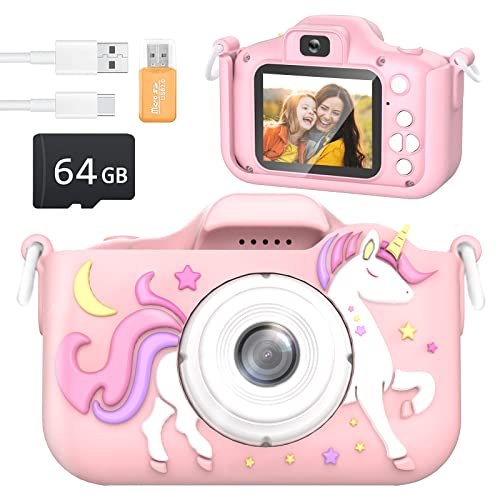 Nacetive Kids Selfie Camera For Toddlers Girls Age 3-8,Upgrade Mini Camera Pro With Mp3 Player And 64Gb Sd Card,Hd Digital Video Camera Toys,Best Festival Birthday Gifts For Childen - Pink #TOP12