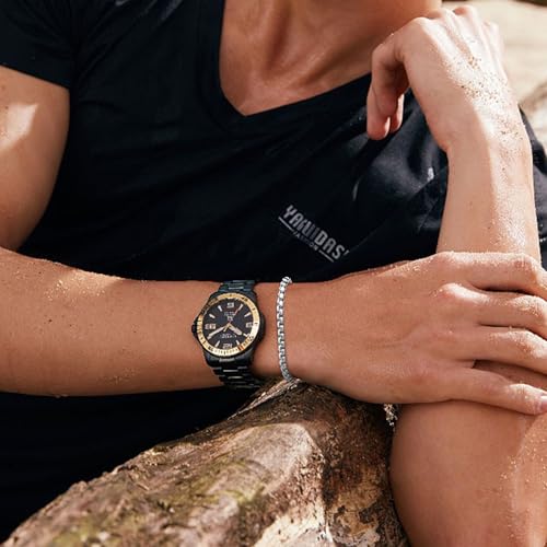 VNOX Box Chain Bracelet for Men Women - Simple Metal Mens Bracelets Square Rolo Link Round Box Chain Black Stainless Steel Bracelets Jewelry Gifts for Boyfriend2