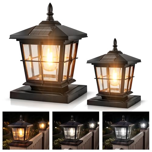 JOFIOS Solar Post Cap Light 2pack,3 Color Temps,fit 4x4/5x5 Deck Fence Post