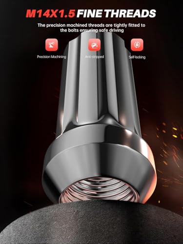 Image of Sposuit M14x1.5 Spline Lug Nuts - Replacement for 2012-2024 RAM 2500, 2012-2024 3500 - Closed End Chrome Lug Nut with Socket(32 Pcs)