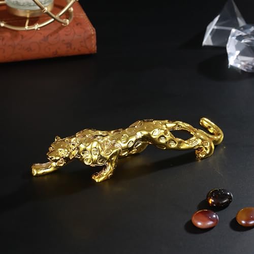 Image of TIED RIBBONS Decorative Golden Panther Jaguar Leopard Sculpture Showpiece Animal Figurines Statue (Resin, 4 cm x 18 cm) for Home Decor Bedroom Table Office Decoration Gifting Items