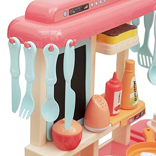 Cozinha Infantil Brinquedo Com Água Luz Som Fumaça 42 Peças BH STORE (Rosa)
