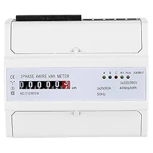 3 Phase Electric Meter, Din-Rail Energy Meter, Anti-Theft and Long Life High Reliability, Convenient Meter Reading Small Volume for Laboratory Home