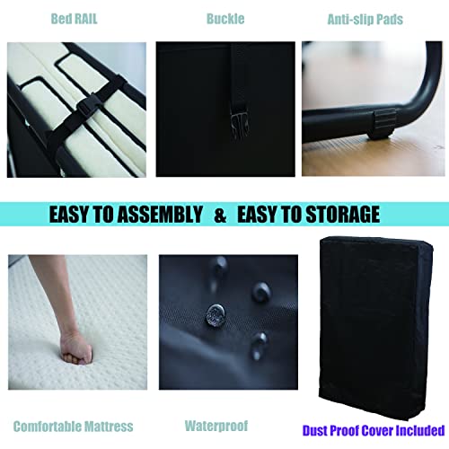 Leisuit Rollaway Bed Guest Cot Frames With Wheels Fold Out Bed Portable Folding Bed Frame With Thick Memory Foam Mattress For Spare Bedroom & Office&Outdoor #TOP4