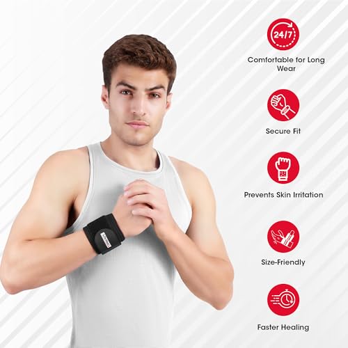 Image of Life Wear Wrist Wrap, Drytex Fabric, Adjustable Hook and Loop Strap, Compression and Support for Gym, Sports, Pain Relief, Unisex Wrist Brace, Wrist Support Wrap for Men and Women, Universal Size