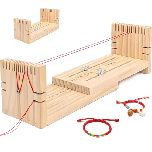 OLizee® Wood Adjustable Bracelet Braiding Jig Paracord DIY Clear Scale Weaving Tool Knitting Bracelet Wristband Rack Handmade Bracelet Necklace Accessories