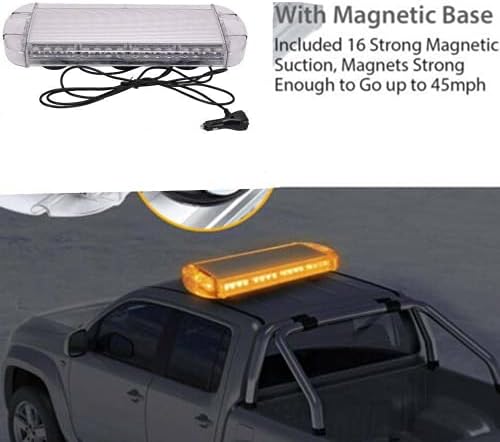 Holdfiturn 40LED Roof Top Strobe Lights Led Strobe Flashing Light Bar High Visibility Double Side Emergency Safety Warning Roof Recovery Light 21 Flash Patterns Lights for Car Vehicle Truck Trailer