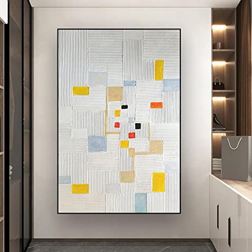 Décoration d'intérieur moderne avec grand tableau abstrait beige - 2