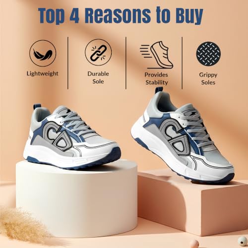 Image of BRUTON Men's Sneakers | Lightweight Stylish Breathable Lace-Up Shoes | Cushioned Sports Sneakers for Walking, Travel, Gym & Everyday Wear