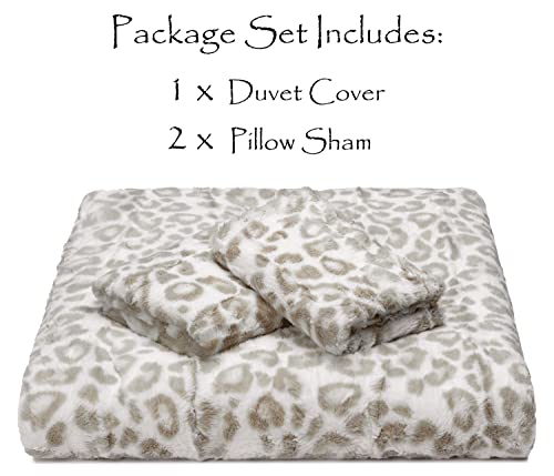 Chanasya Fluffy Faux Fur Leopard Duvet Cover King Size Comforter Cover Set - 3 Pieces Bedding Set - Soft Shaggy Cozy Plush Furry Fuzzy Luxury Aesthetic Animal Print Pattern Warm Velvet Mink Bedcover #TOP3