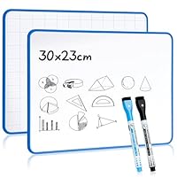 Whiteboard, abwischbar, doppelseitig, A4, 30,3 x 22,7 cm, eine Seite bedruckt mit Gitter, andere weiß, mit schwarzem Filzstift und Stift mit dicker Spitze