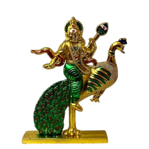 Image of Steel Murugan Vel Statue (8 cm) | Divine Lord Karthikeya Spear for Car Dashboard & Pooja Room Decor | Durable Red Vel Idol for Altar & Spiritual Gifting (murugar)