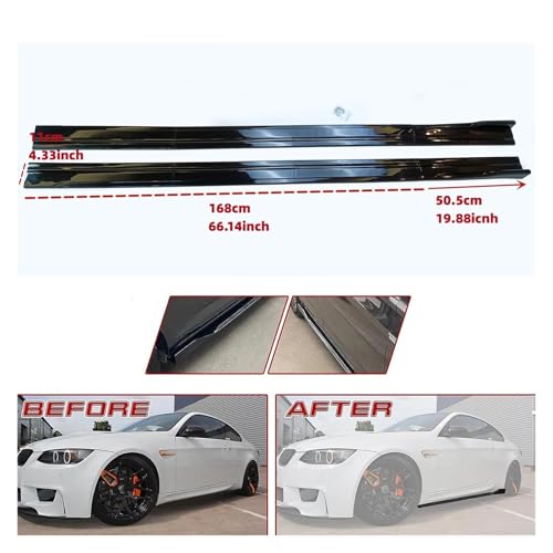 Faldón lateral universal para coche negro brillo de 8 uds con alerón de labios 3