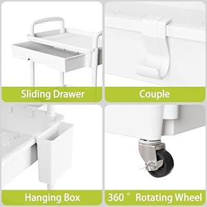 3 Tier Rolling Cart Organizer,Laundry Room Bathroom Organizers and Storage Office Shelves Mobile Shelving Unit Kitchen Trolley Cart with Wheels for Art,Craft,Diaper,Bedside,Snack(White) 3 Tier Rolling Cart OrganizerLaundry Room Bathroom Organizers and Storage Office Shelves Mobile Shelving Unit Kitchen Trolley Cart with Wheels for ArtCraftDiaperBedsideSnackWhite