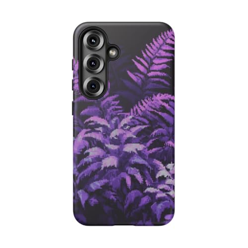 Pixel Art Purple Ferns Coque rigide mate anti-traces pour Samsung Galaxy S25