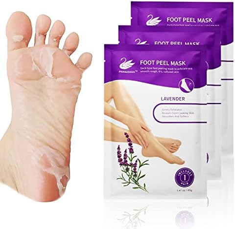Pink&iSwan Lavender Foot Peel Mask - Callus Remover for Feet - Pedicure Kit - Peel Off Mask - Foot Mask - Foot Care - Foot Callus Remover - Pedicure Set - Foot booties Disposable - (3 Pack)
