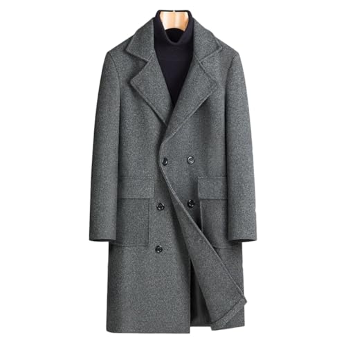 [YJSO] メンズ ラシャコート ロングコート メンズ 秋 冬服 無地 長袖 コート メンズ 防寒服 アウター 4XL テーラード ビジネス 通勤 事務服 ダークグレー 冬 細身 スリム ロングコート メンズ 防寒 ジャケット 紳士服 冬服 かっこいいコート