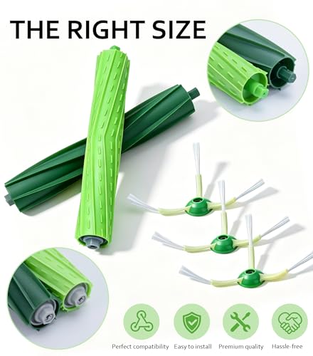 Image of Replacement Parts Compatible with Roomba iRobot i7 i7+ i3 i3+ i4 i4+ i5 i5+ i6 i6+ i8 i8+ E5 E6 E7 I,E and Plus Version,1set of Rubber Brushes & 3 HEPA Filter & 3 Edge-Sweeping Brushes
