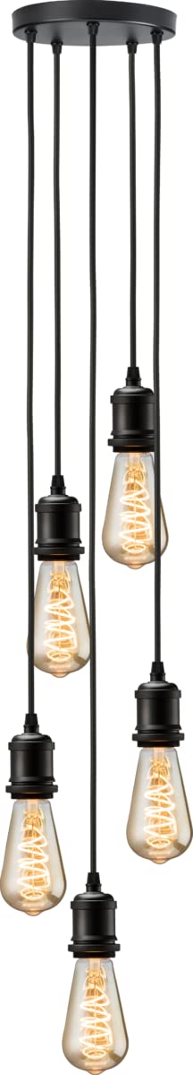 Knightsbridge Calla - 230V E27 Vintage 5 Light Pendant - Matt Black