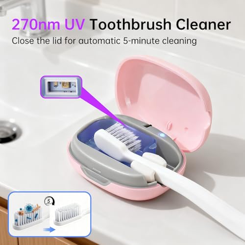 oothbrush Holder & Cleaner Case with UV-C Light, USB Rechargeable Toothbrush Cover - Thumbnail 2