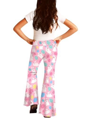 Image of Deerose Girls Bell Bottom 4 of July American Flag Hippie Pants High Waist Flare Pants 5-14 Year