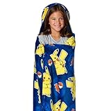 Northwest Pokemon Blanket, Cute Pikachu, Wearable Lightning League, Hooded Silk Touch Throw, 40 x 50 Inches