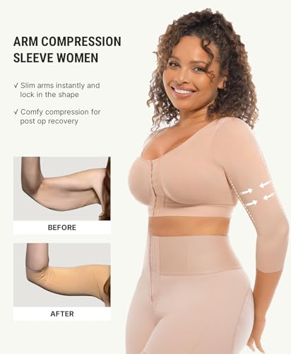 Image of FeelinGirl Arm Shaper for Women Post Surgery Arm Lipo Compression Sleeves Slimming Arm Faja Front Closure Shapewear Bra