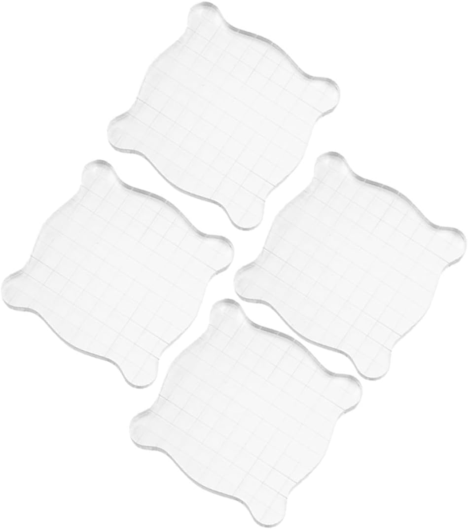 4pcs Acrylic Stamp Blocks Set with Grid Lines, Stamping Blocks for Scrapbooking and Craft Making, 7.5x7.5cm Square Texture Stamping Supplies for DIY Card and Artwork