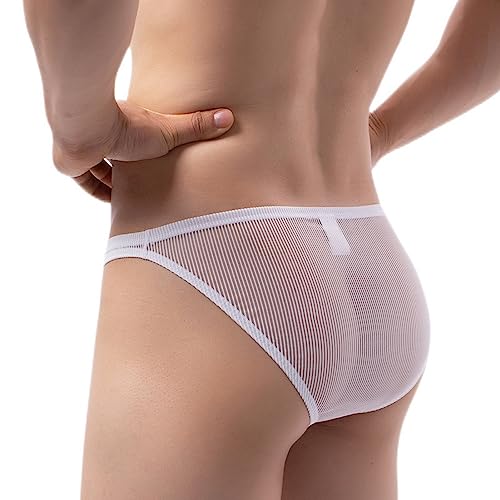 Faringoto Men's Underwear Men's Briefs U Bulge Bag Breathable Low Waist Pants White
