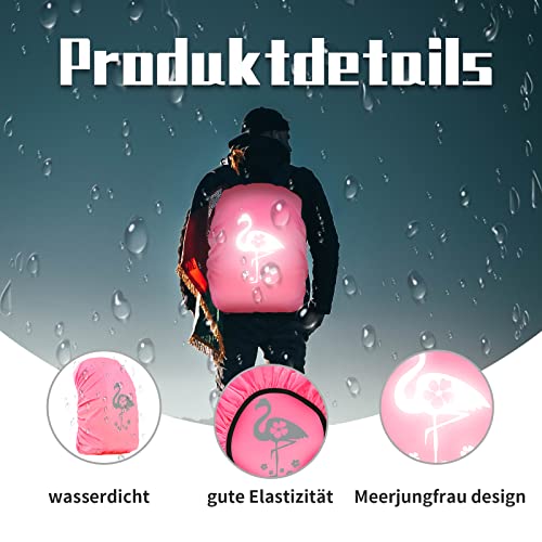 WANGDEFA Flamingo Housse de pluie pour cartable d'écolier - Housse de pluie - Sac à dos par Step - Housse de pluie pour cartable d'école, Rose, M – vue 3