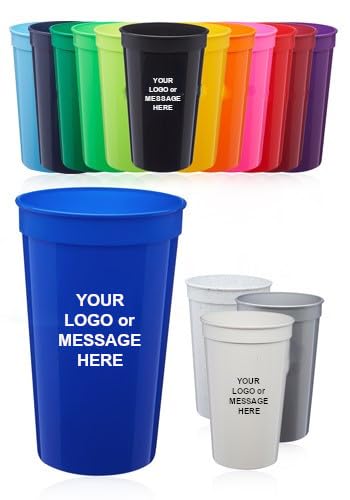 50-Qty Customized 22 oz. Plastic Stadium Cups - Bulk Logo Promotional Products