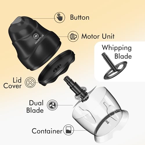 Image of Homeplus Electric Chopper Nova 250W (CH-1311) | Vegetable, Fruit & Meat Chopper with Whisking Function | Dual Blade System, 700ml Bowl, Fast Chopping, Easy Clean, Compact (Black)