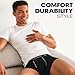 Reebok Mens Boxer Briefs - 3 Pack Stretch Moisture Wicking 6” Inseam Mens Underwear with Contour Pouch Boxers for Men, Size Medium, 3pk - All Black