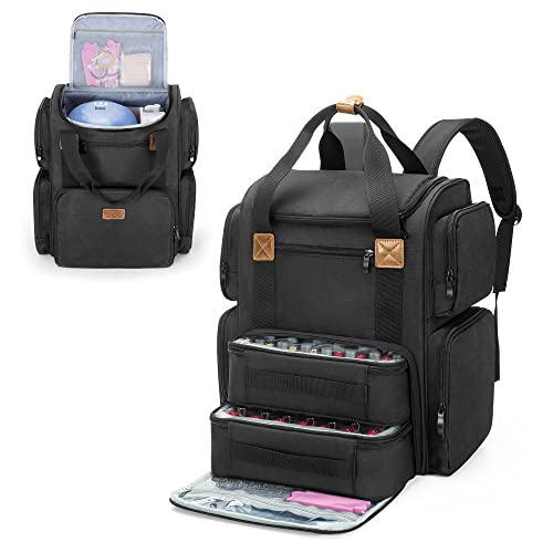 Bafaso Nail Polish Organizer Backpack Holds 70 Bottles And A Nail Lamp, Nail Polish Organizer Case With 2 Removable Pouches And A Laptop Sleeve (Patented Design), Black #TOP15