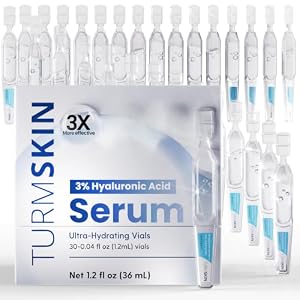 TURMSKIN® Hyaluronic Acid Serum Ampoules [ULTRA HYDRATING VIALS] – 3% Hyaluron Booster for Glass Skin & Anti Aging – 24 Hours Hydration – Soft PE Triple Hyaluronic Complex for Faceskin Repair & Renew | Triple-complex 24-hour hydration in travel-friendly soft PE freshness vials
