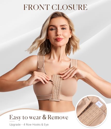 Image of BRABIC Post Surgery Compression Bras for Women Front Closure Mastectomy Bra with Wide Adjustable Straps Wirefree
